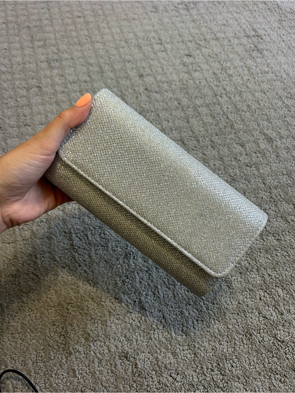 Amazon Silver Glitter Flap Clutch